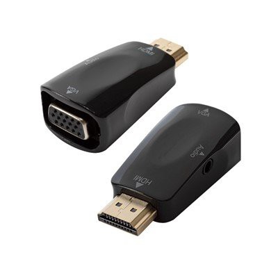 HDMI pou VGA adaptè ak 3.5mm Dudio Port