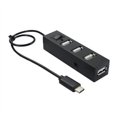 USB-C Pou 4 Port USB 2.0 Hub ak switch pouvwa